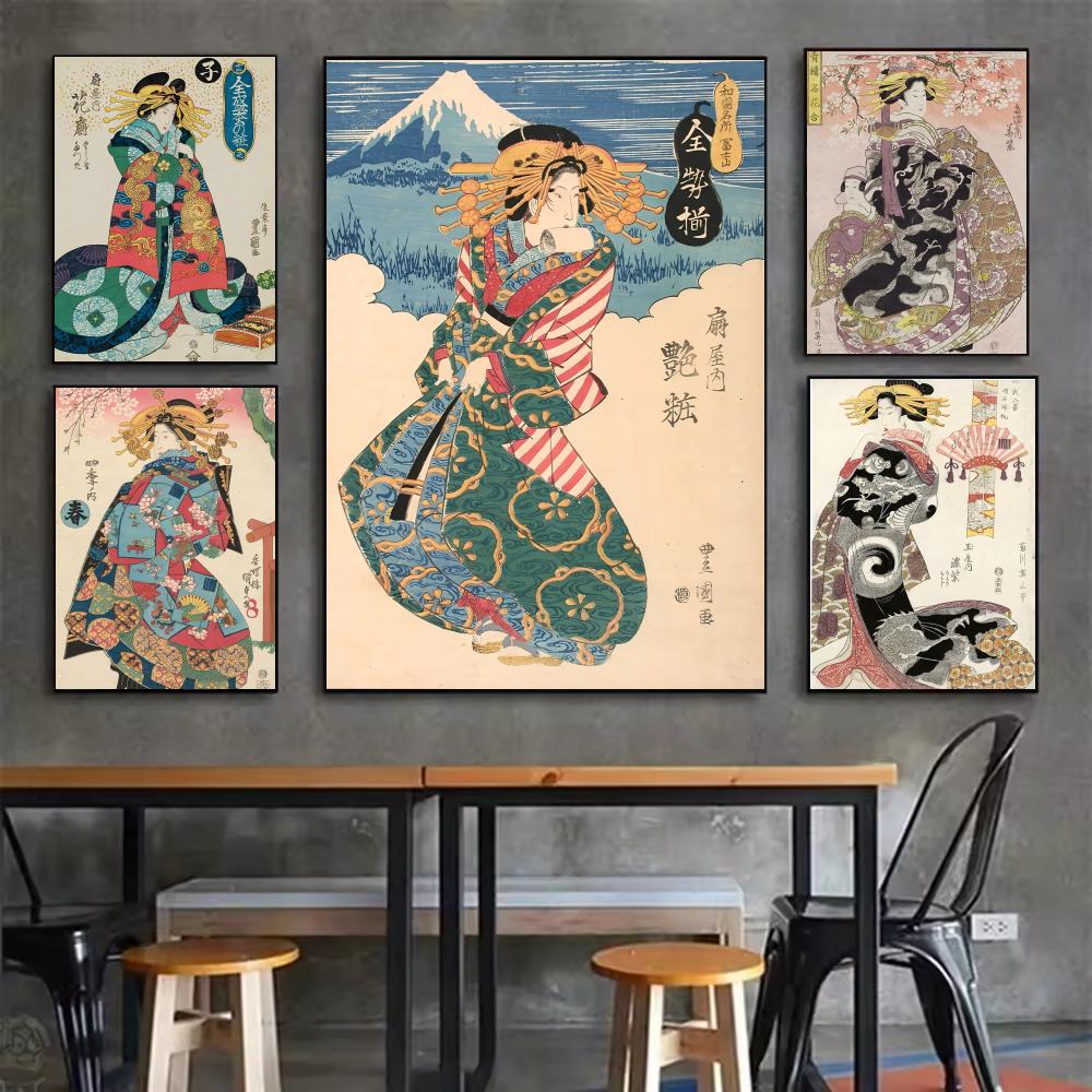 Interior Design Poster - Retro-Poster mit japanischer Geisha, minimalistische, einfach