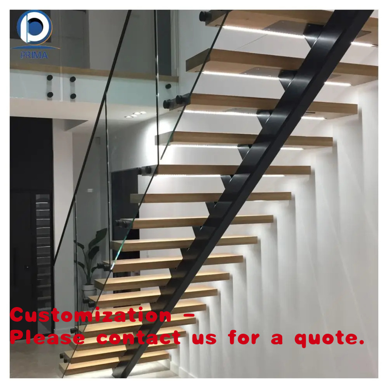 Interior Designer - Maßgefertigte Einholm-Treppe - Stahlkern, Gehärtete Glasstufen,