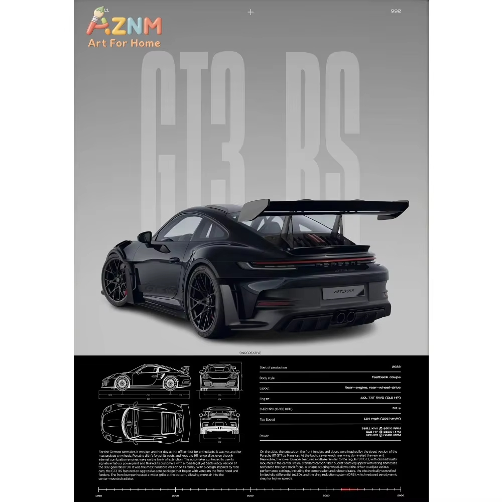 Interior Designer - 1 Stück Minimalistisches 911 GT3-RS 718