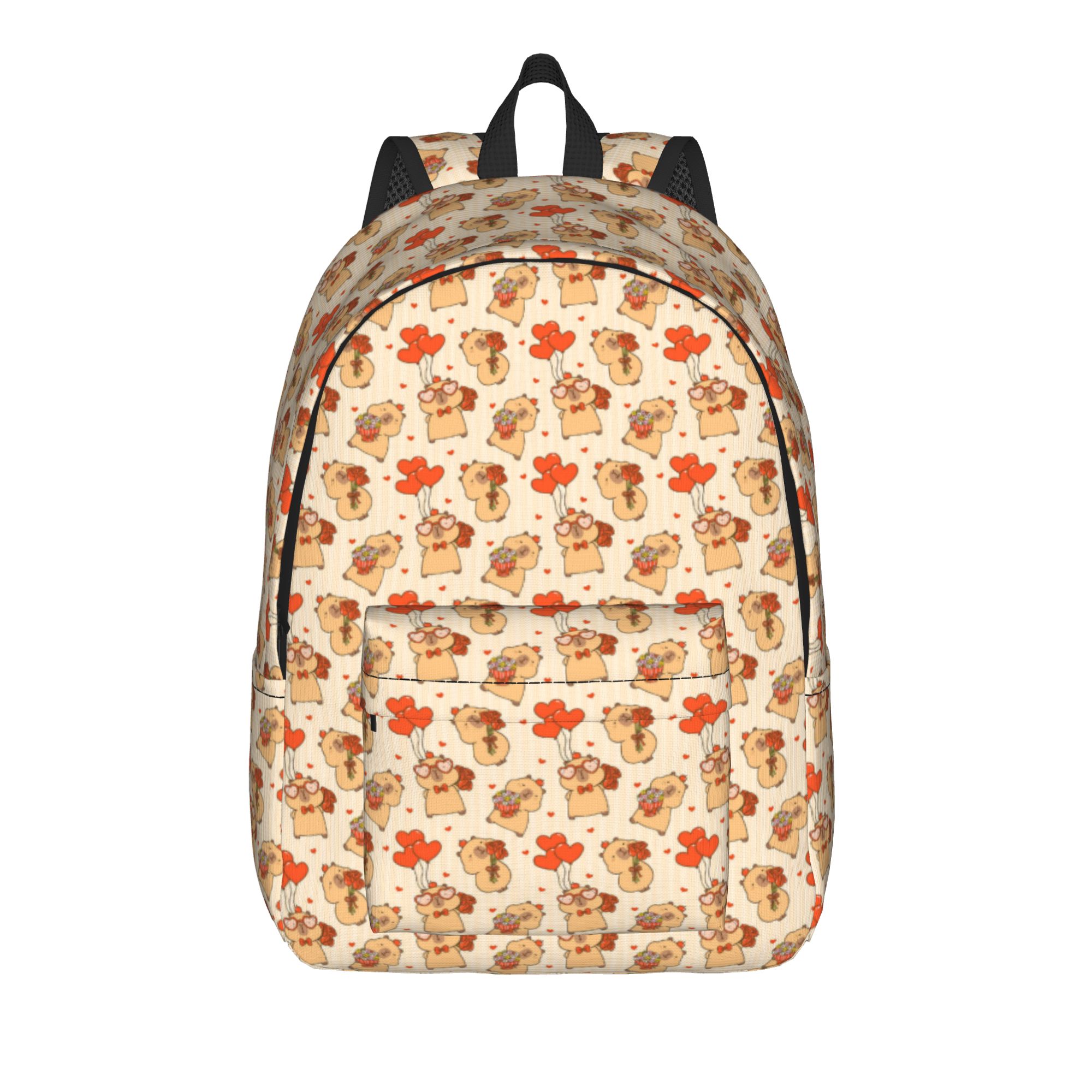 Interior Design University - Niedlicher Kawaii-Valentinstags-Capybara-Liebes-Cartoon-Rucksack, Ästhetische Rucksäcke, Atmungsaktive Universitäts-Schultaschen,