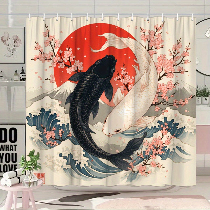 Koi-Fisch-Duschvorhang, Polyes – Interior Design Japanese Bewertung und Preis