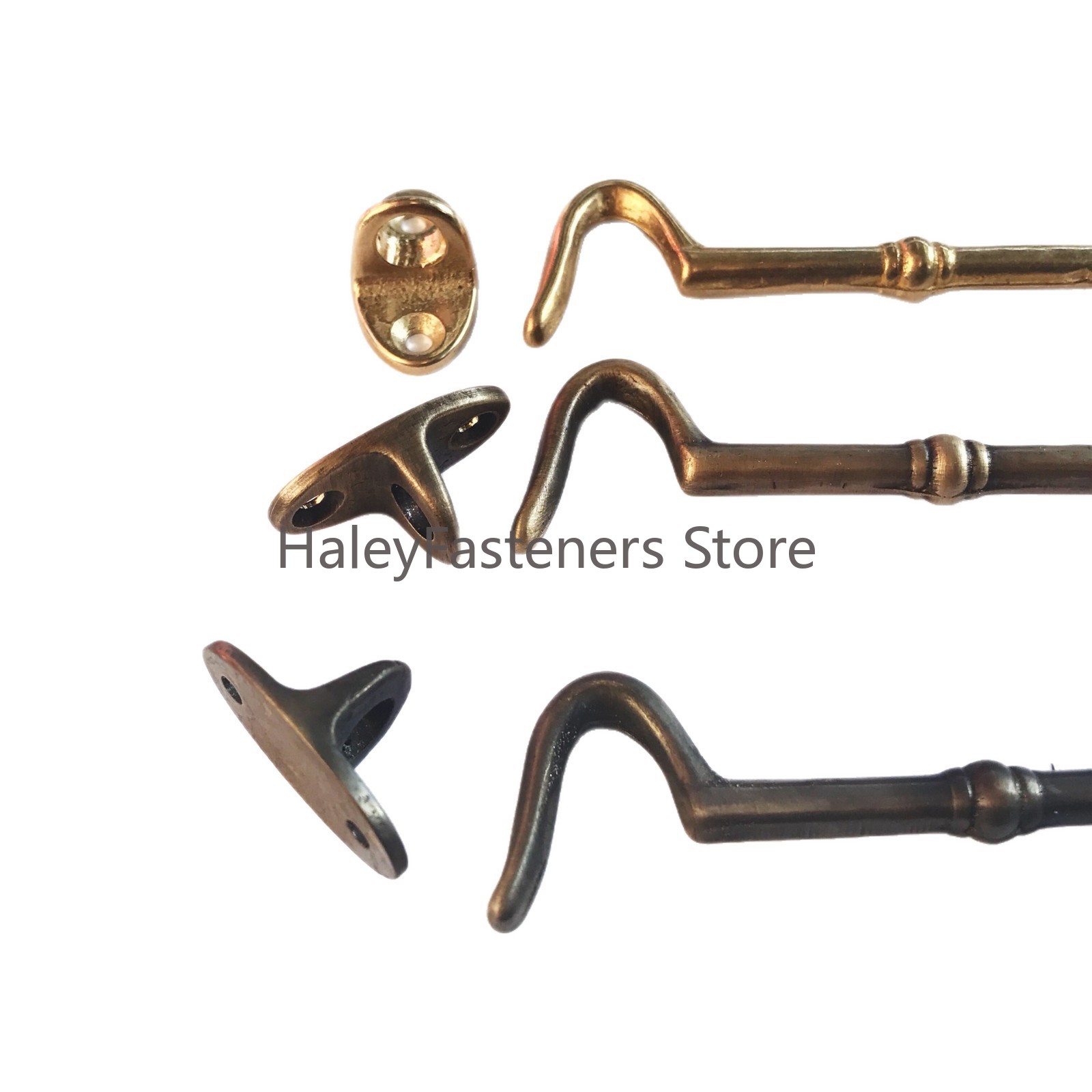 Messing-Fenstergriff, Kupfer-W – Antique Brass Hook Bewertung und Preis